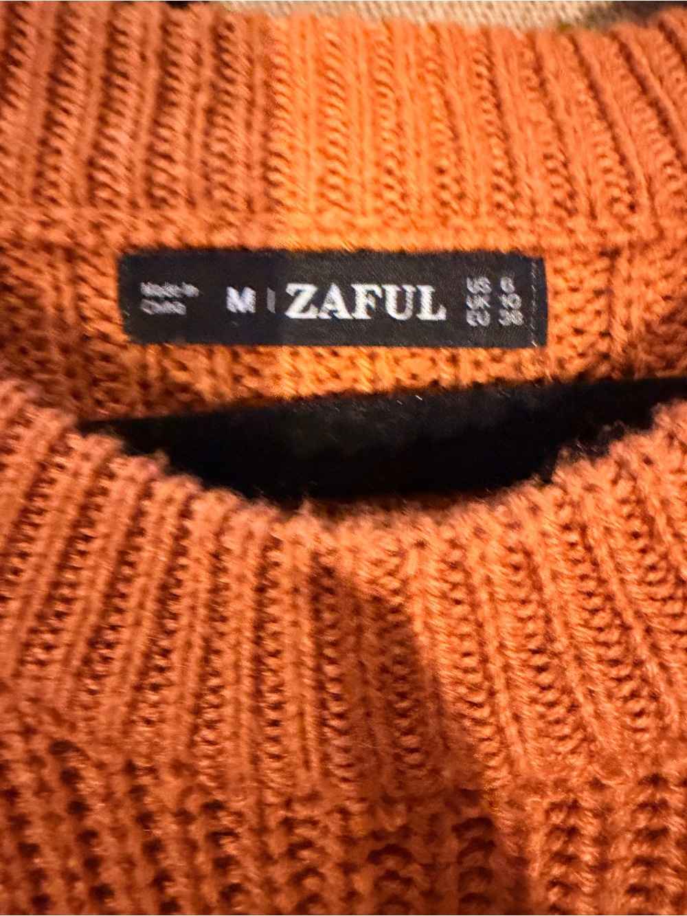 Cropped Ribbed Sweater in Rust - Picture 3 of 3